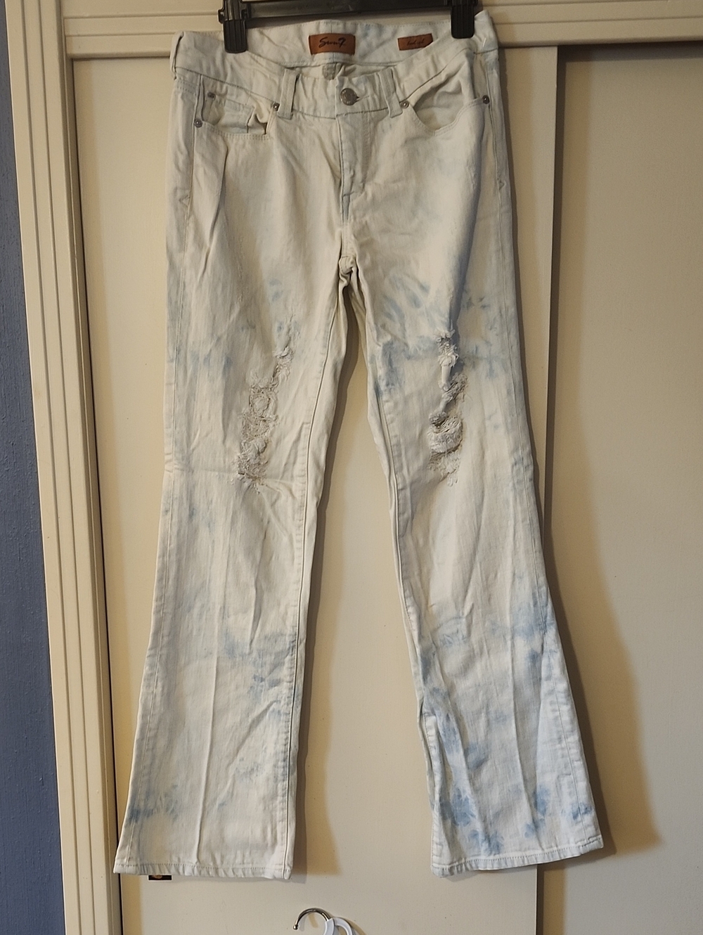 Seven7 Pale Blue Tie-Dye Bootcut Jeans